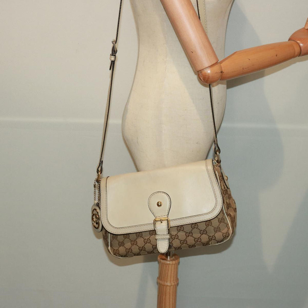GUCCI GG Canvas Shoulder Bag Beige 308452 77733