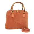 GUCCI Bamboo Hand Bag Suede 2way Orange 000 1274 0290 77736