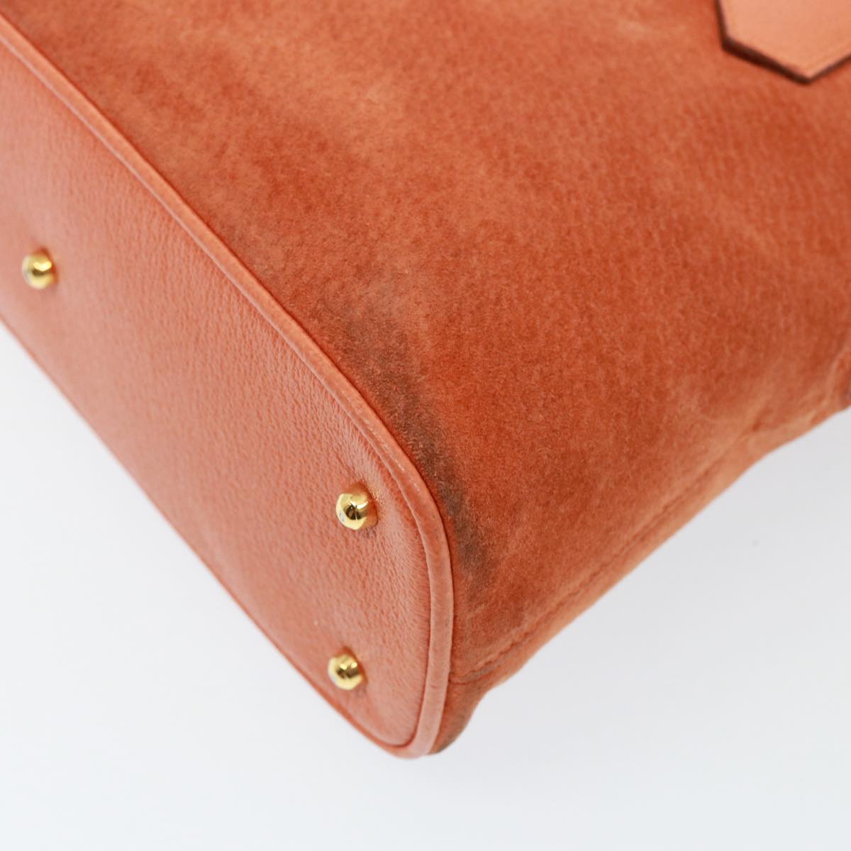 GUCCI Bamboo Hand Bag Suede 2way Orange 000 1274 0290 77736