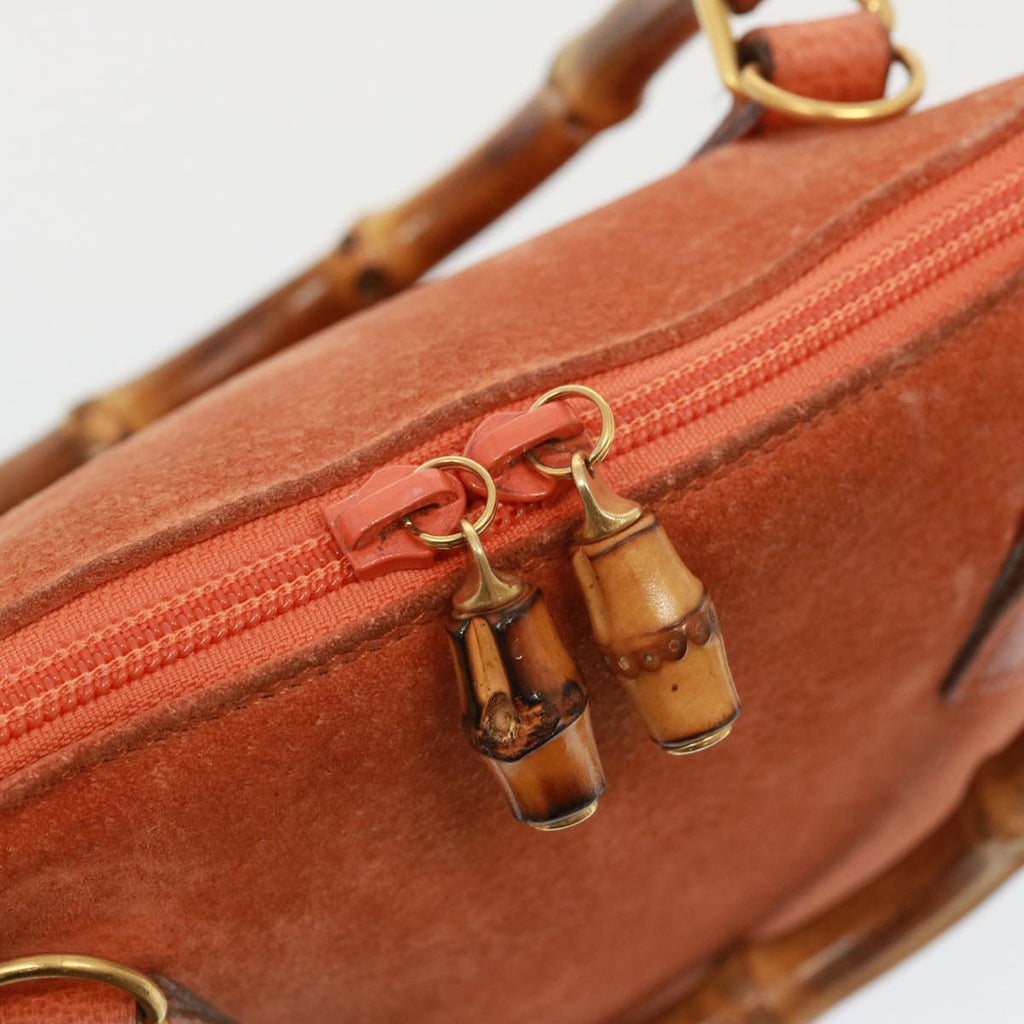 GUCCI Bamboo Hand Bag Suede 2way Orange 000 1274 0290 77736