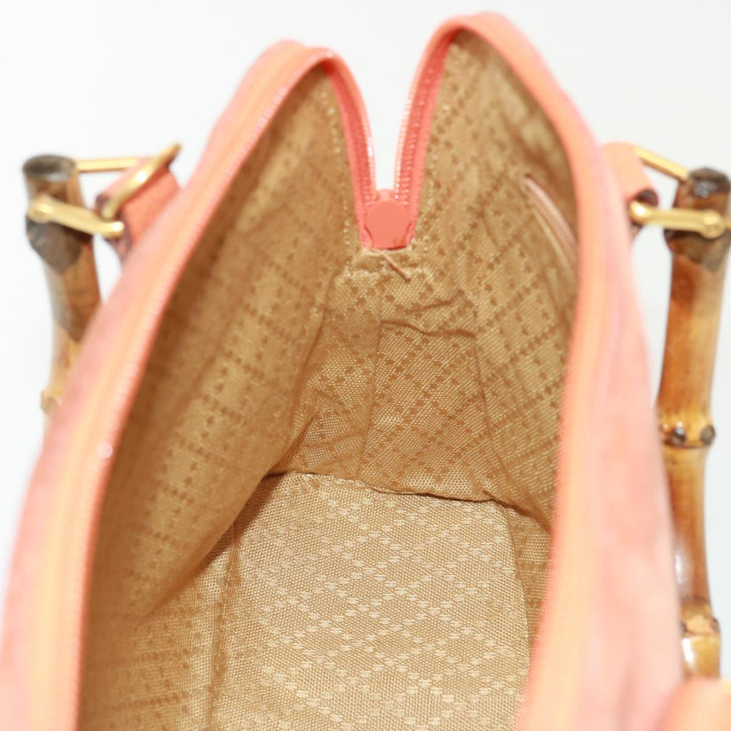 GUCCI Bamboo Hand Bag Suede 2way Orange 000 1274 0290 77736