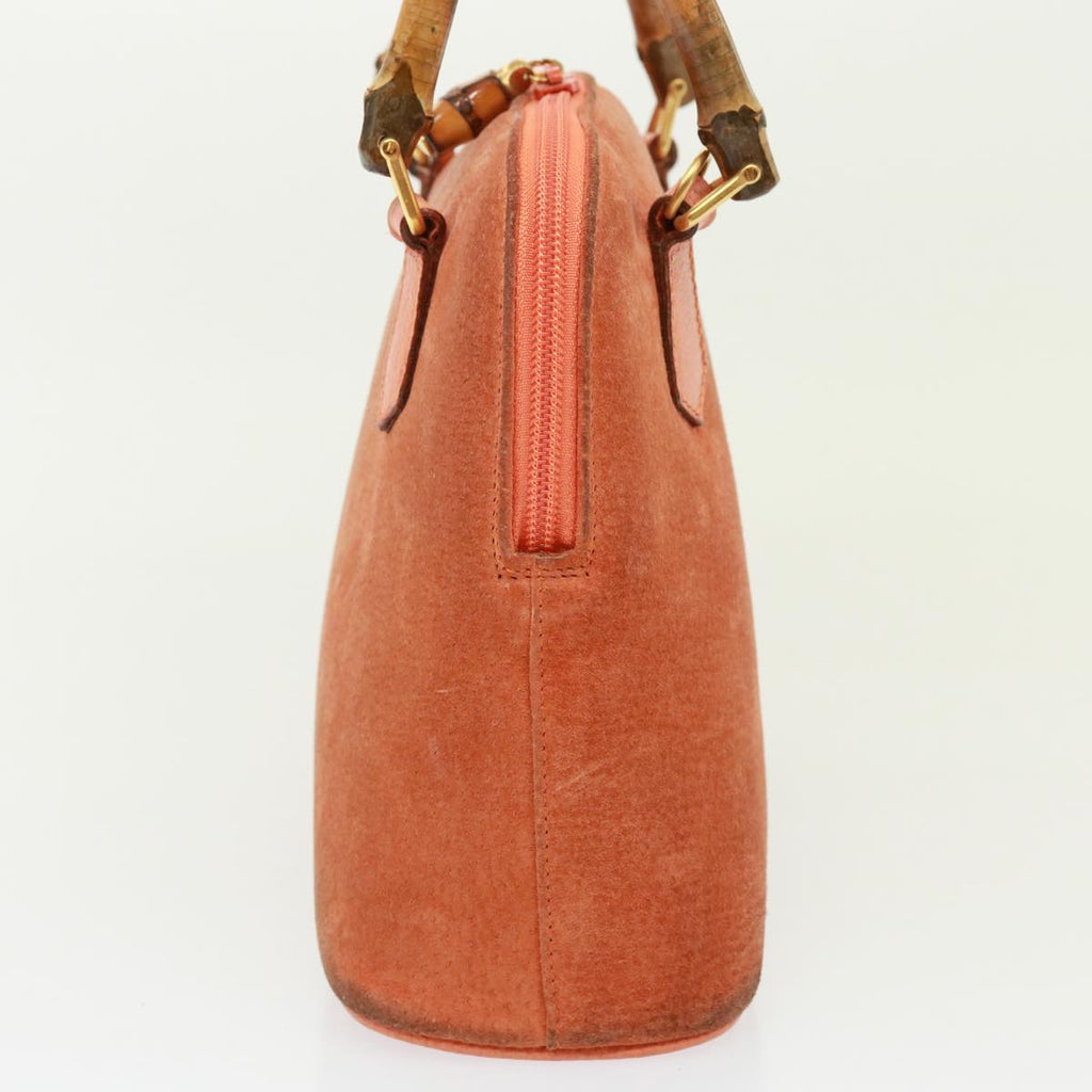 GUCCI Bamboo Hand Bag Suede 2way Orange 000 1274 0290 77736