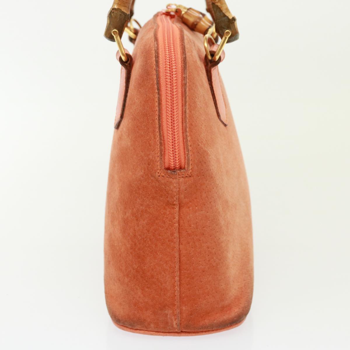 GUCCI Bamboo Hand Bag Suede 2way Orange 000 1274 0290 77736