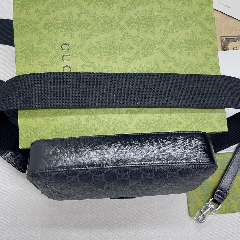 gg Shoulder Bag With Interlocking G Black gg Supreme Canvas For Women  9.6in/24.5cm gg 703468 92THF 1000