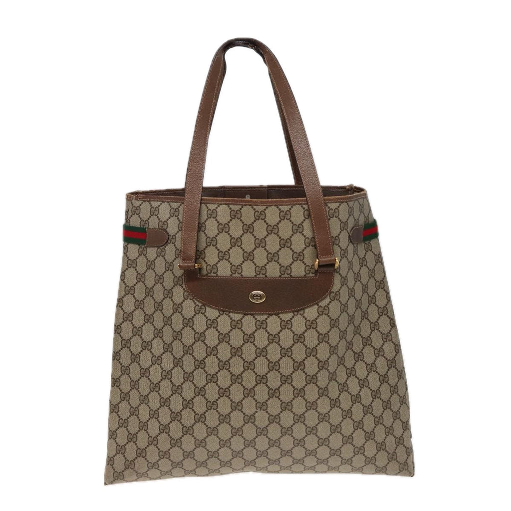 GUCCI GG Supreme Web Sherry Line Tote Bag PVC Beige Red 39 02 091 77790