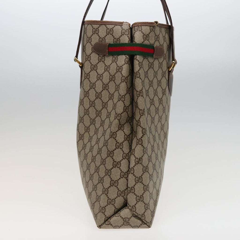 GUCCI GG Supreme Web Sherry Line Tote Bag PVC Beige Red 39 02 091 77790