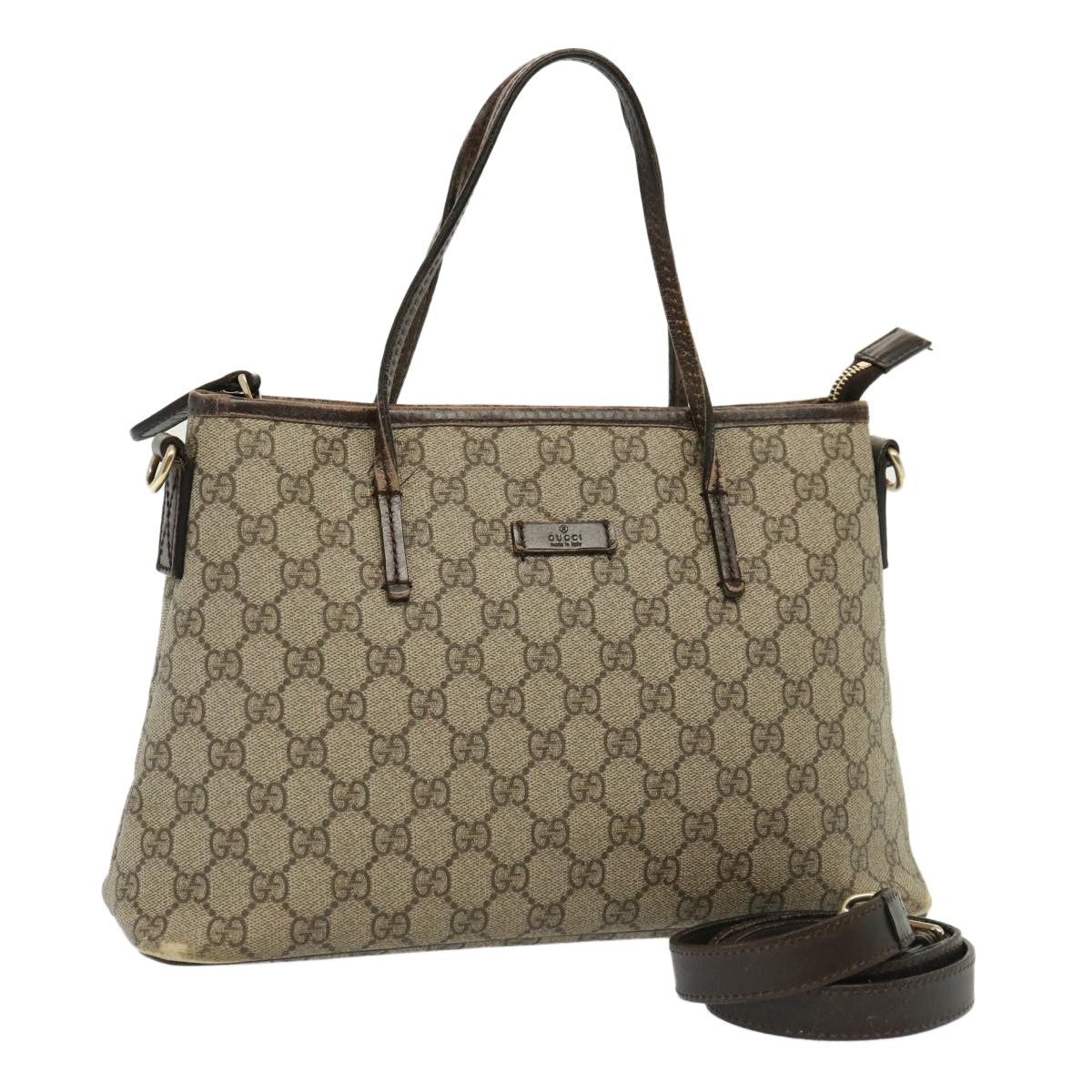 GUCCI GG Supreme Hand Bag PVC 2way Beige 353440 77792