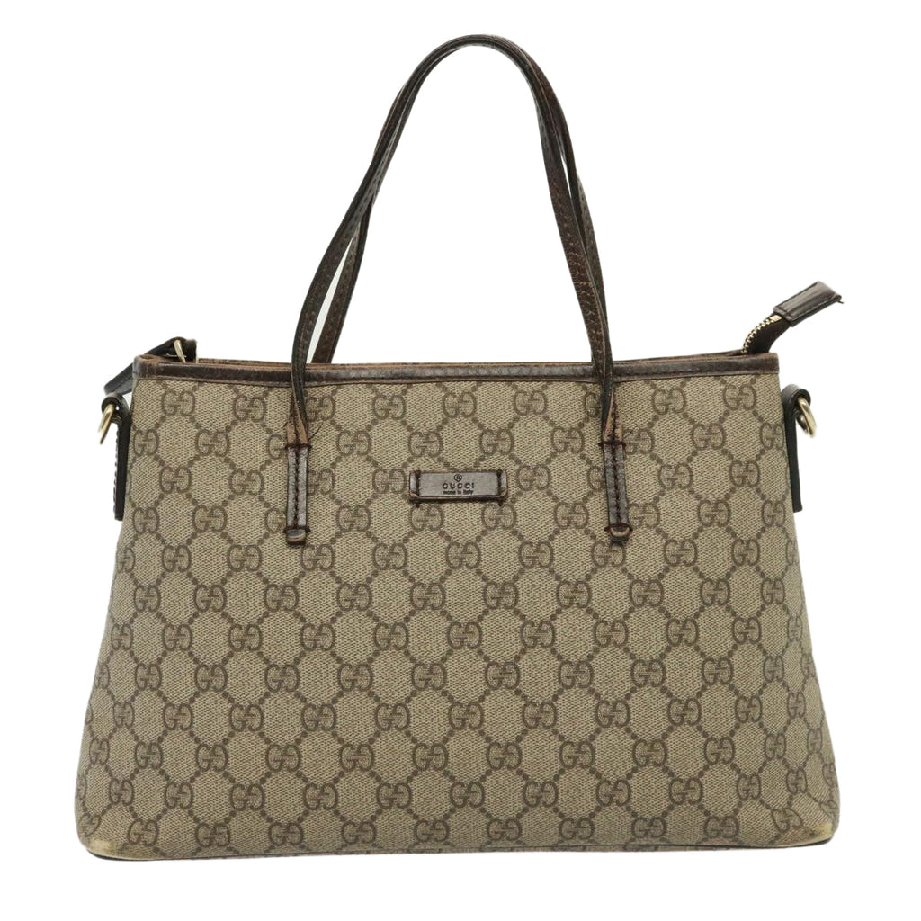 GUCCI GG Supreme Hand Bag PVC 2way Beige 353440 77792