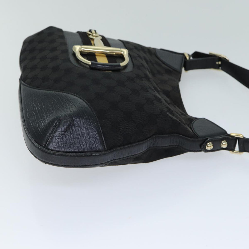 GUCCI GG Supreme Horsebit Shoulder Bag PVC Leather Black 137388 77823