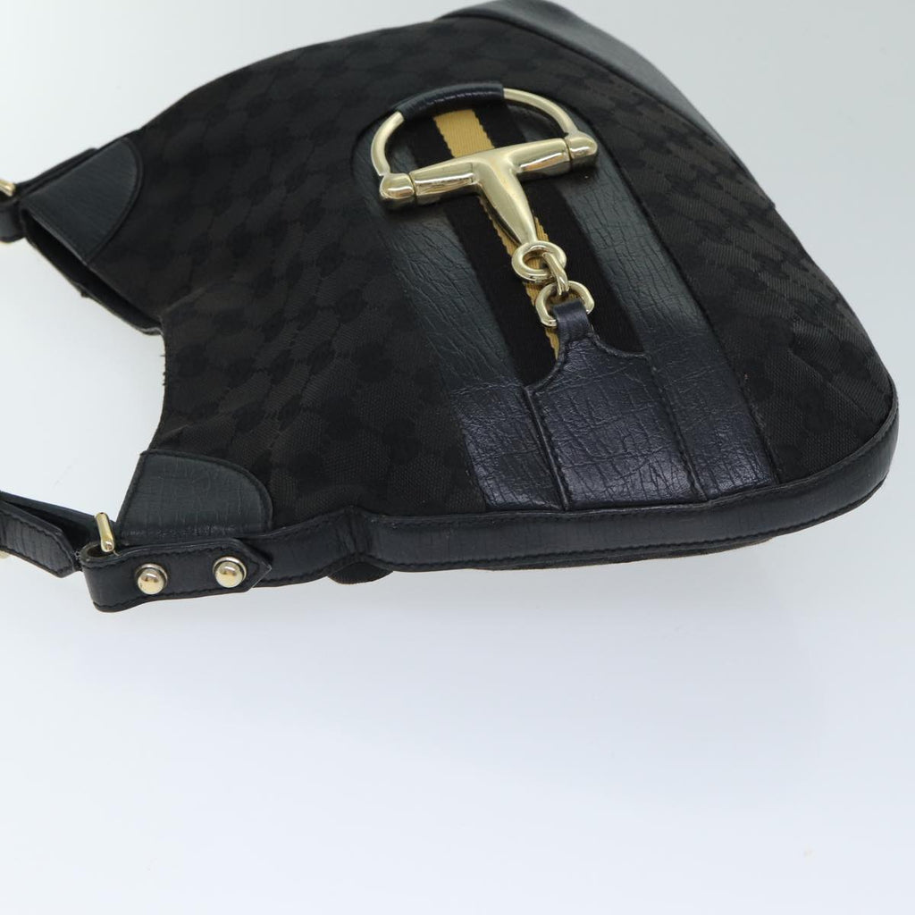GUCCI GG Supreme Horsebit Shoulder Bag PVC Leather Black 137388 77823