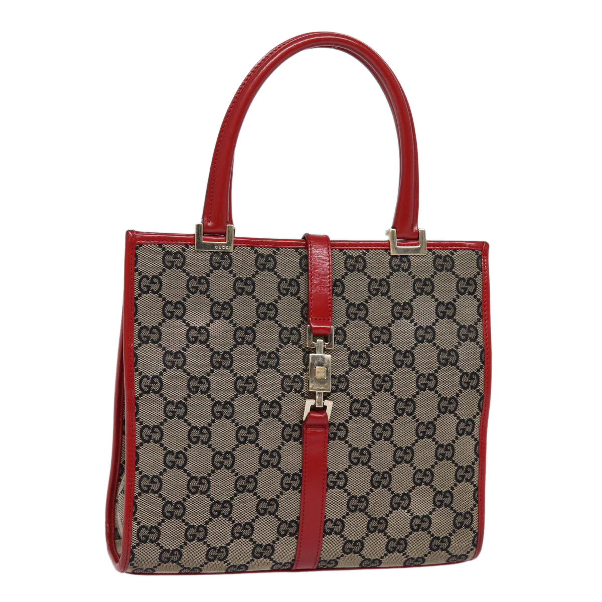GUCCI GG Canvas Jackie Hand Bag Red Beige 002 1065 3444 77824