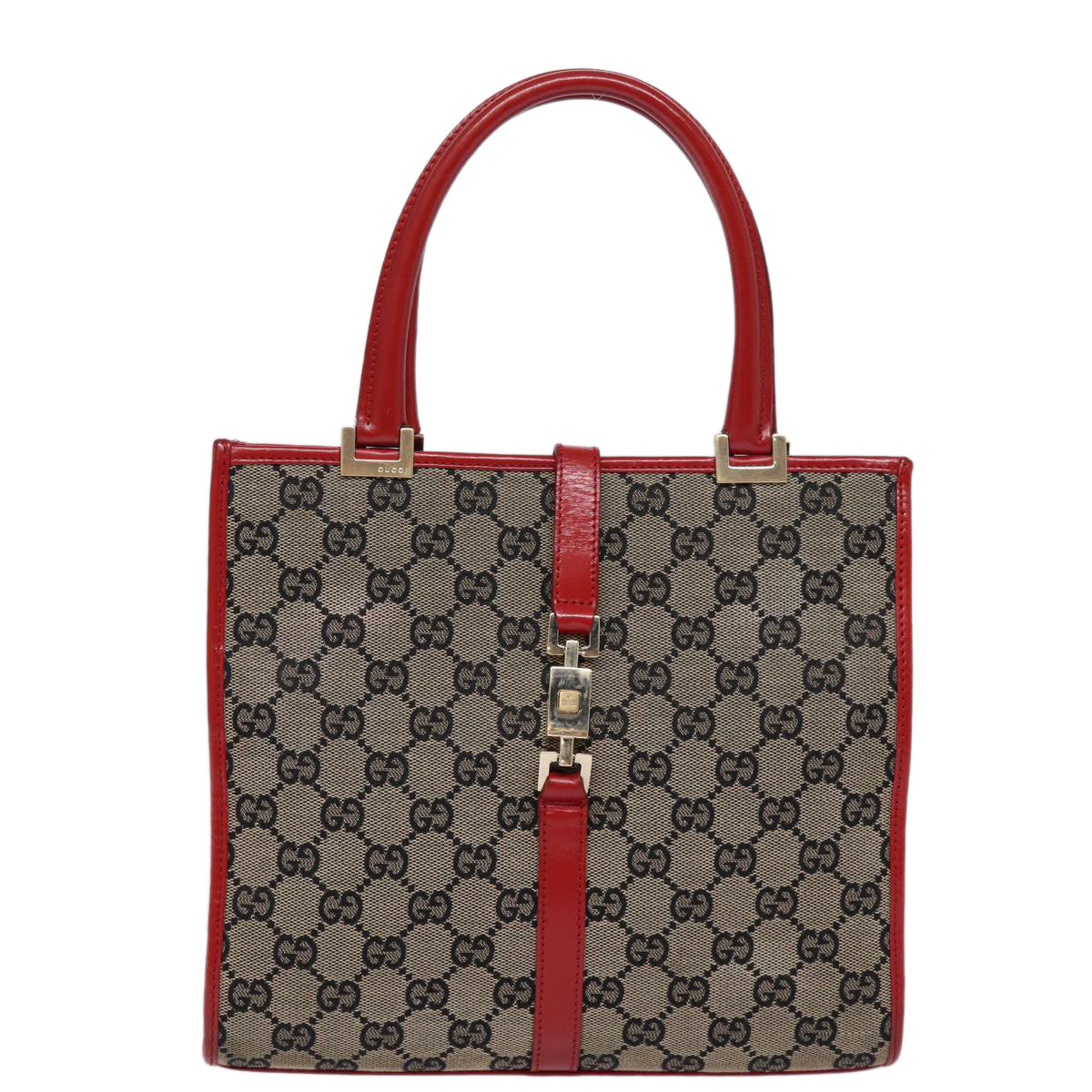 GUCCI GG Canvas Jackie Hand Bag Red Beige 002 1065 3444 77824