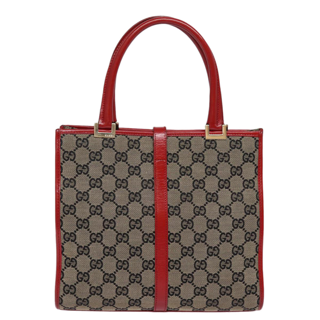 GUCCI GG Canvas Jackie Hand Bag Red Beige 002 1065 3444 77824