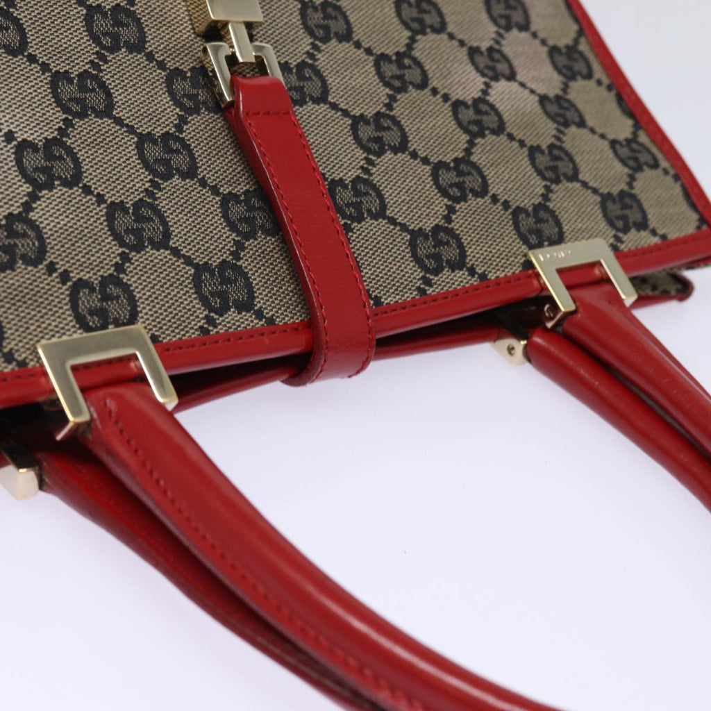 GUCCI GG Canvas Jackie Hand Bag Red Beige 002 1065 3444 77824