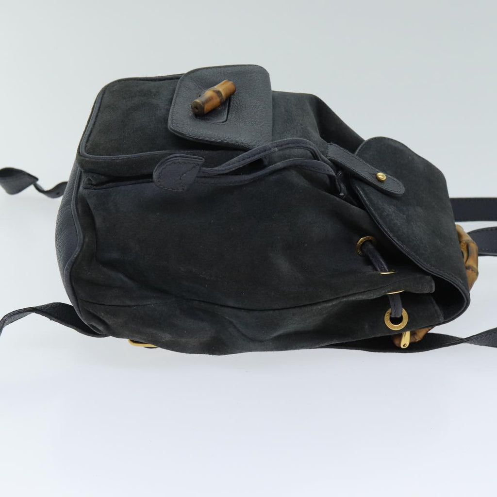GUCCI Bamboo Shoulder Bag Suede Black 003 1705 0030 77826
