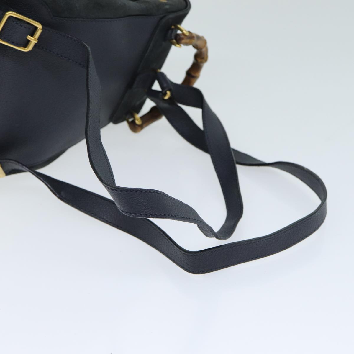 GUCCI Bamboo Shoulder Bag Suede Black 003 1705 0030 77826