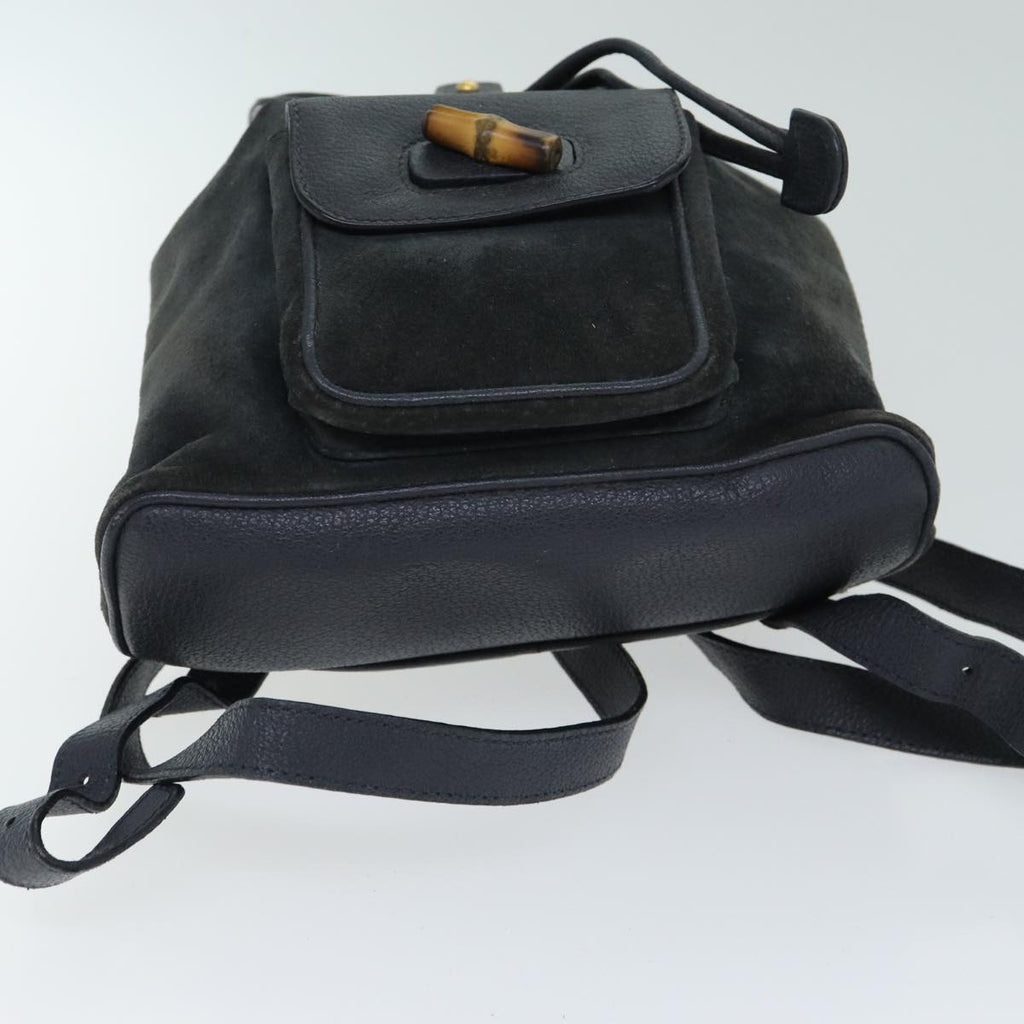 GUCCI Bamboo Shoulder Bag Suede Black 003 1705 0030 77826