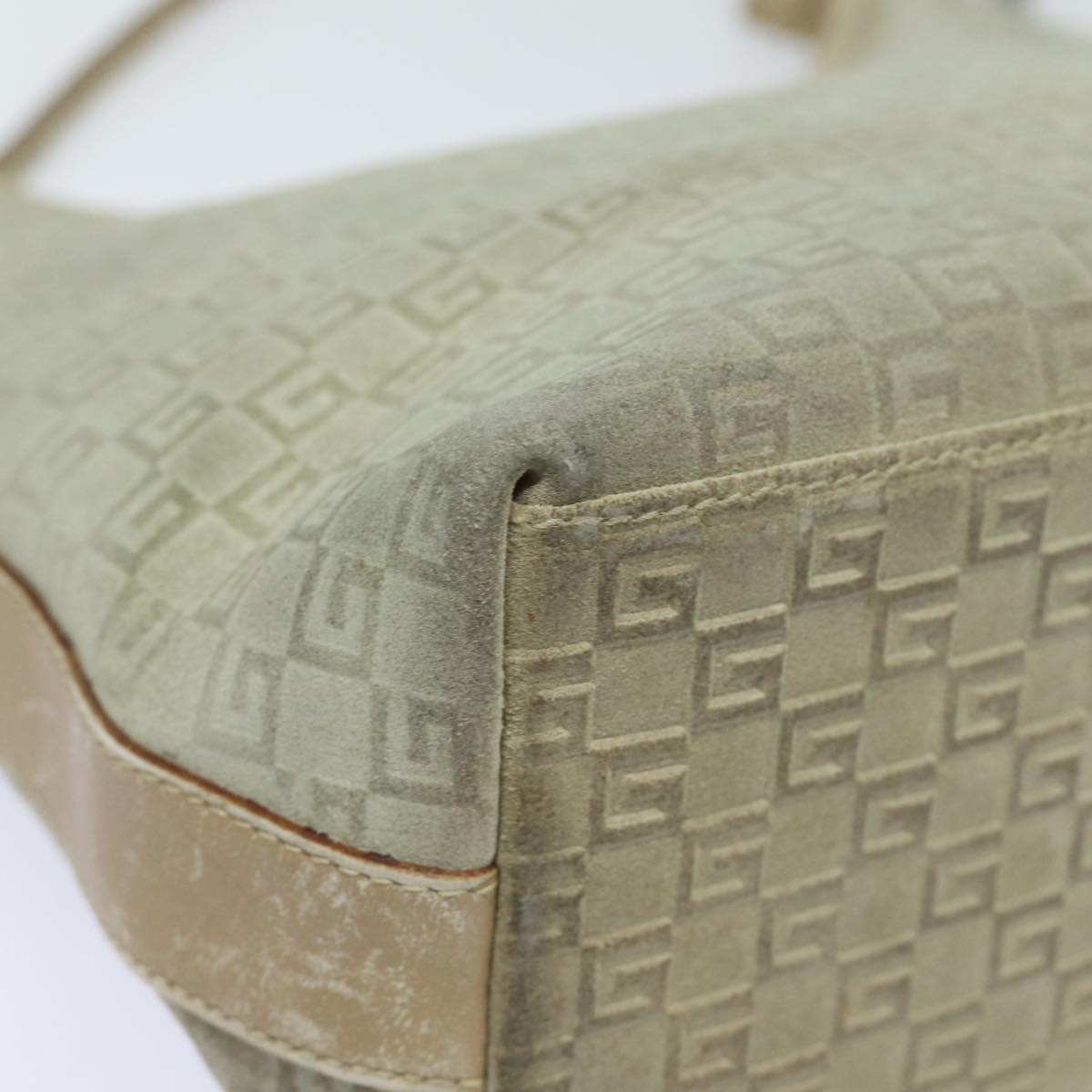 GUCCI Shoulder Bag Suede Beige 28335 77828