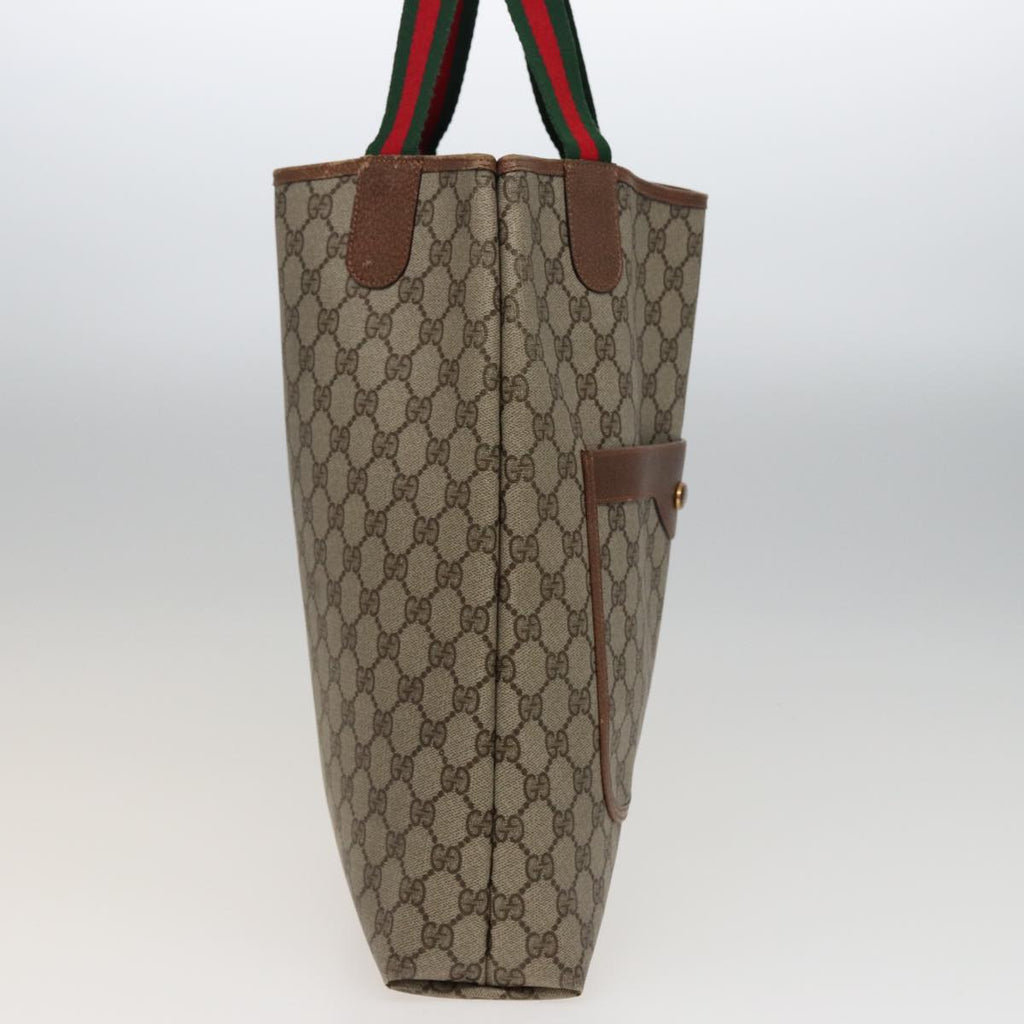 GUCCI GG Supreme Web Sherry Line Tote Bag PVC Beige Red 378 02 003 77830
