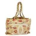 CHANEL Chain Tote Bag Vinyl White CC 77840