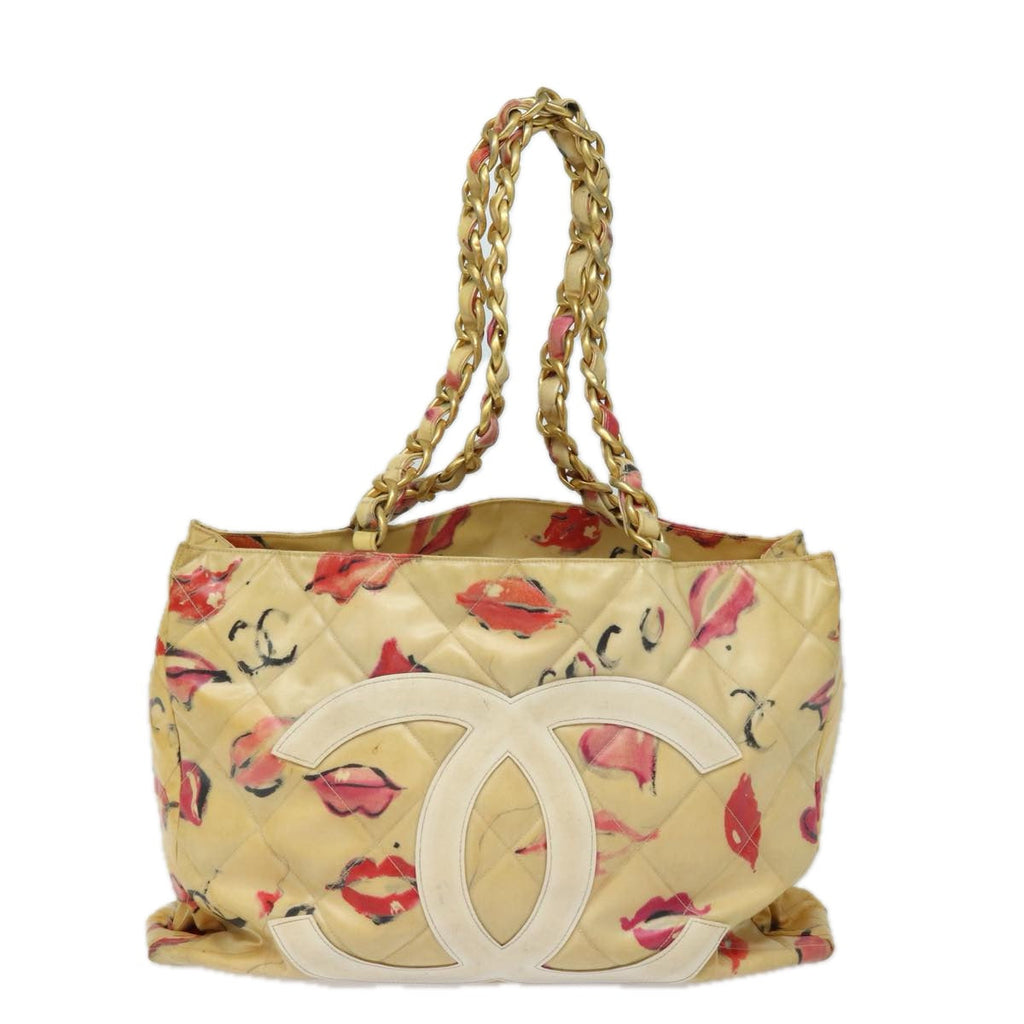 CHANEL Chain Tote Bag Vinyl White CC 77840