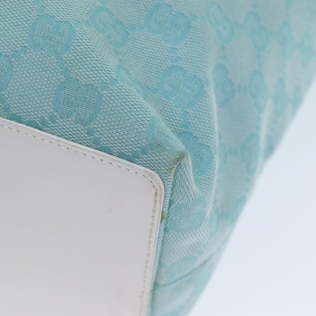 GUCCI GG Canvas Tote Bag Light Blue White 77932