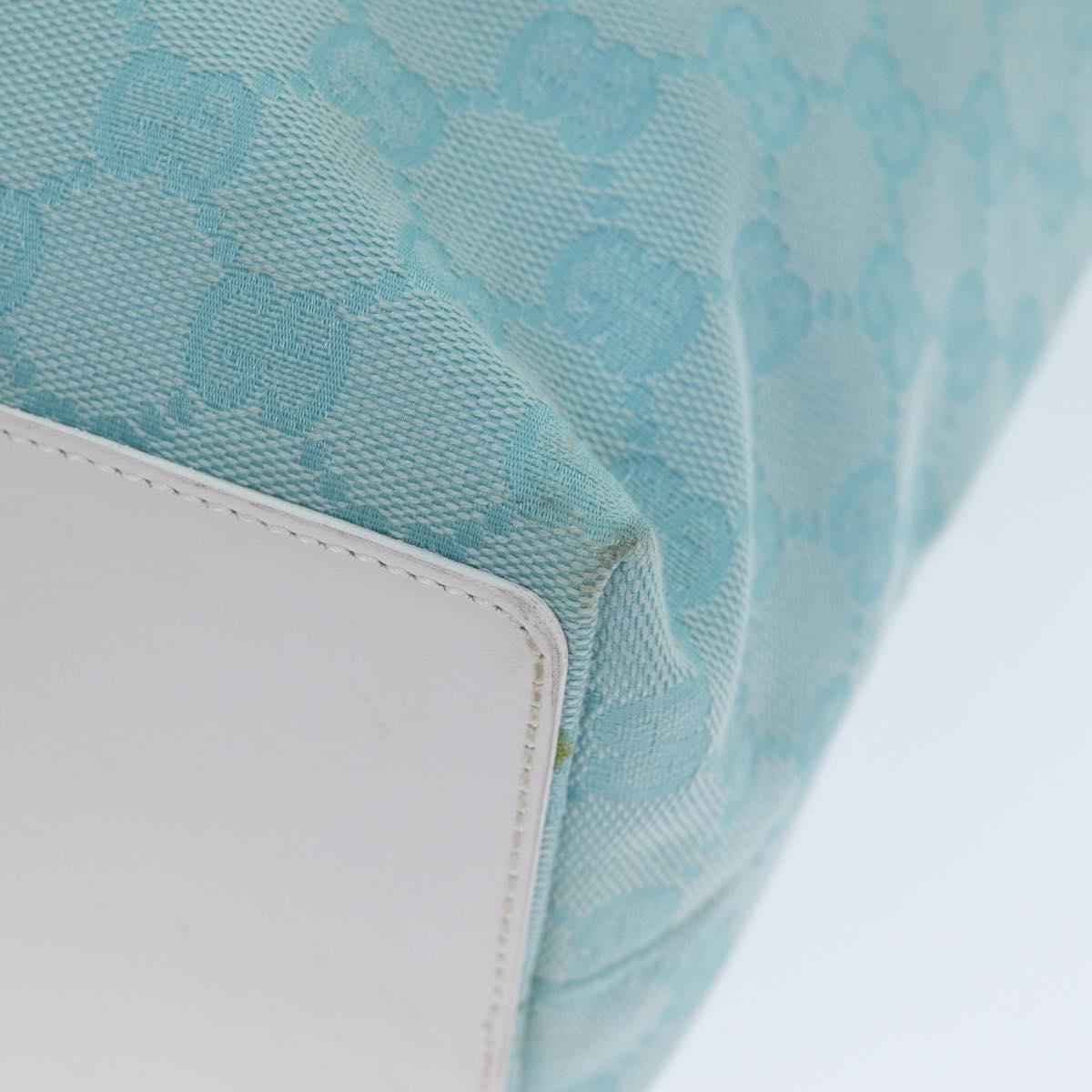 GUCCI GG Canvas Tote Bag Light Blue White 77932