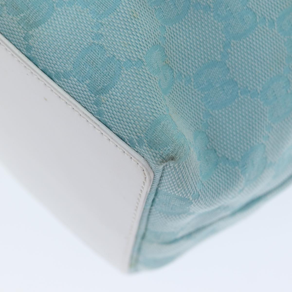 GUCCI GG Canvas Tote Bag Light Blue White 77932