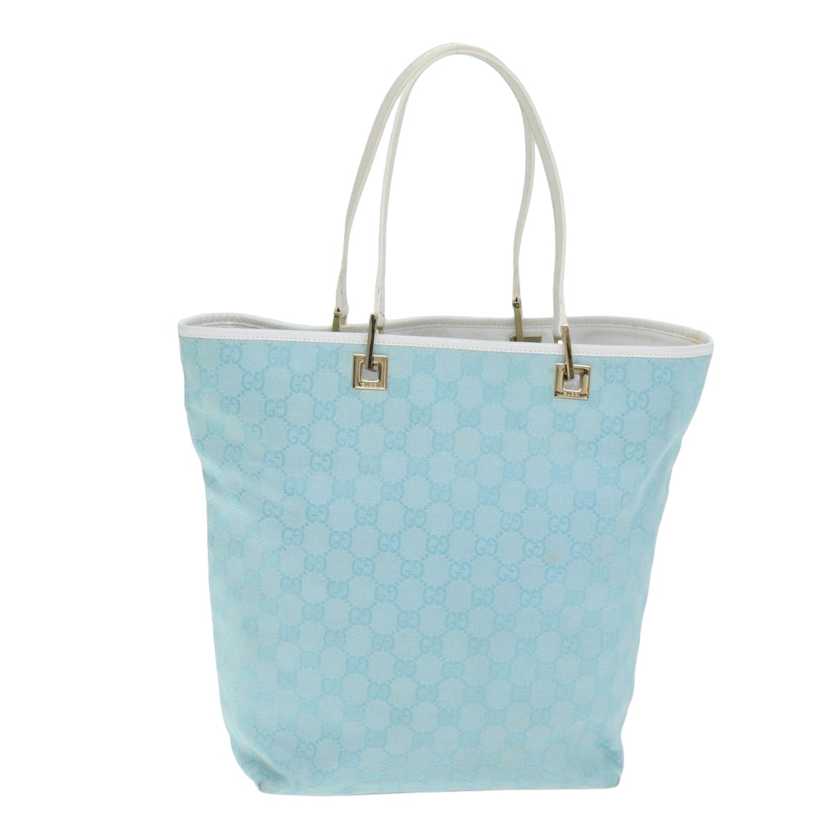 GUCCI GG Canvas Tote Bag Light Blue White 77932