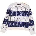 Louis Vuitton e 22SS   Chunky Strip Wool Tops  Made in Italy L White/Navy  Nitted