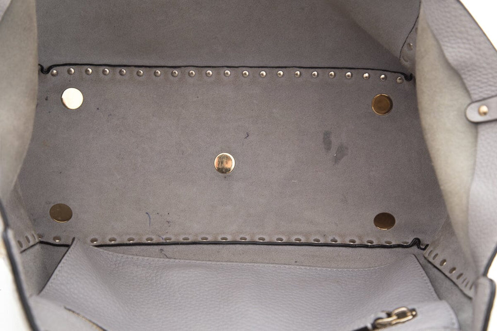 Valentino Grey Leather Rockstud Medium Tote