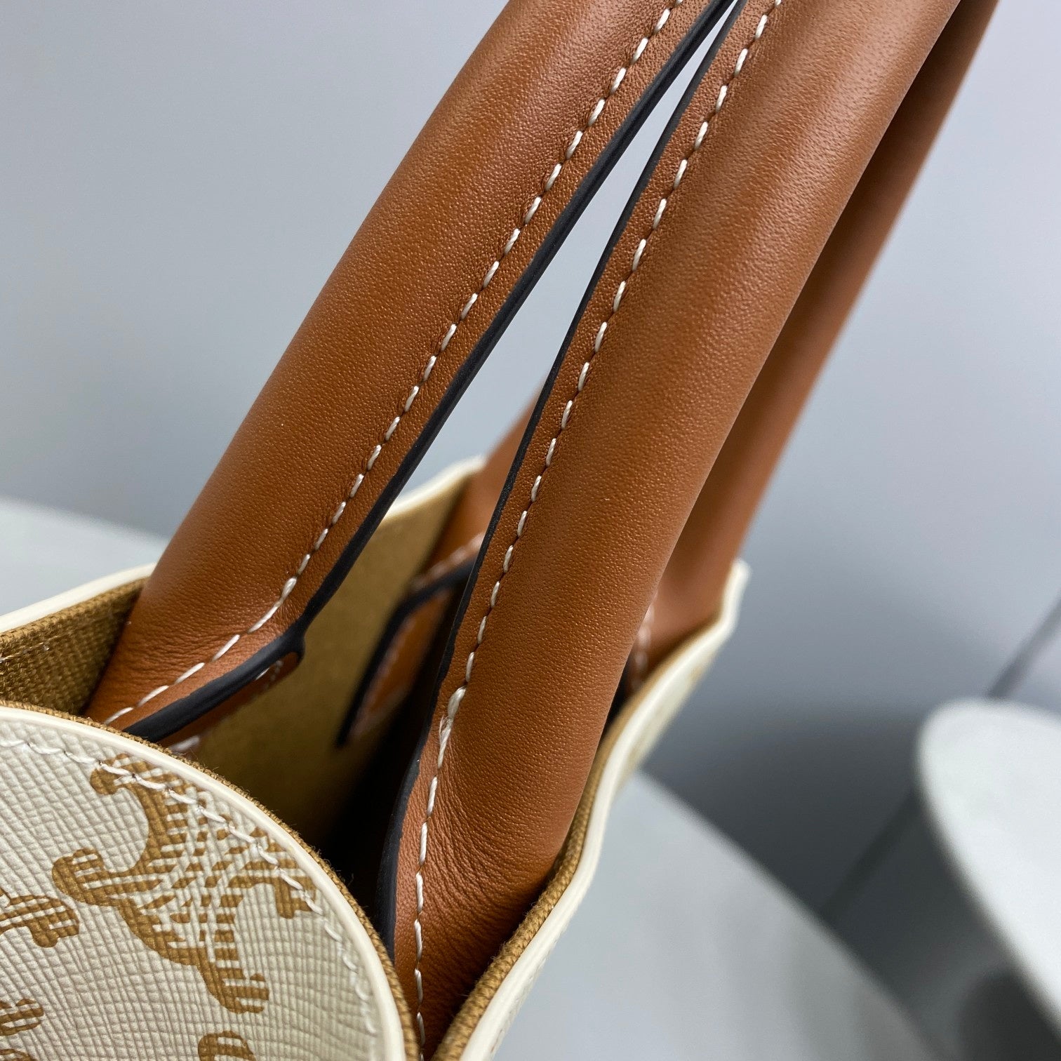 GLAMI Mini Vertical Cabas In Triomphe Canvas White For Women 7.2in/18cm 194372BZK.01BC