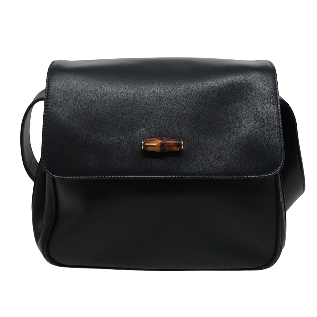 GUCCI Bamboo Shoulder Bag Leather Black 001 14 1571 78084
