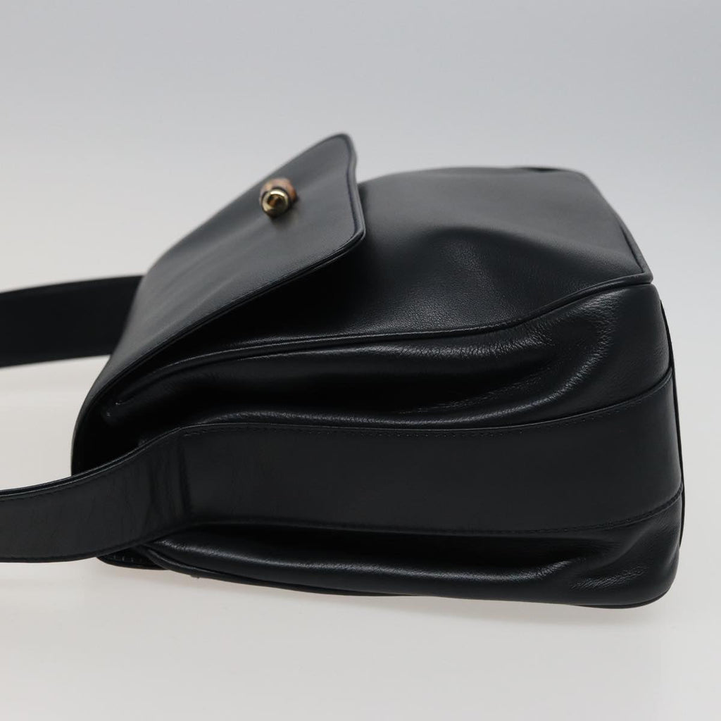 GUCCI Bamboo Shoulder Bag Leather Black 001 14 1571 78084