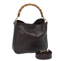 GUCCI Bamboo Shoulder Bag Leather 2way Brown 001 1998 1638 78085