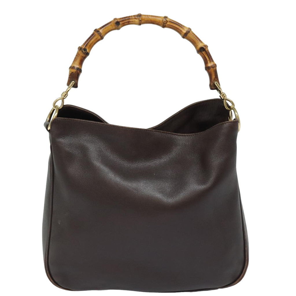 GUCCI Bamboo Shoulder Bag Leather 2way Brown 001 1998 1638 78085
