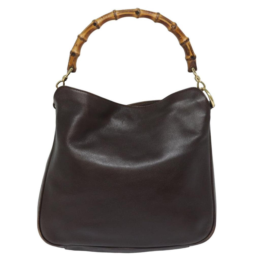 GUCCI Bamboo Shoulder Bag Leather 2way Brown 001 1998 1638 78085