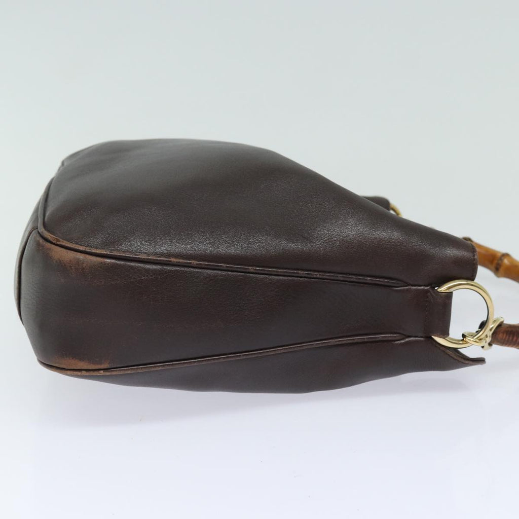 GUCCI Bamboo Shoulder Bag Leather 2way Brown 001 1998 1638 78085