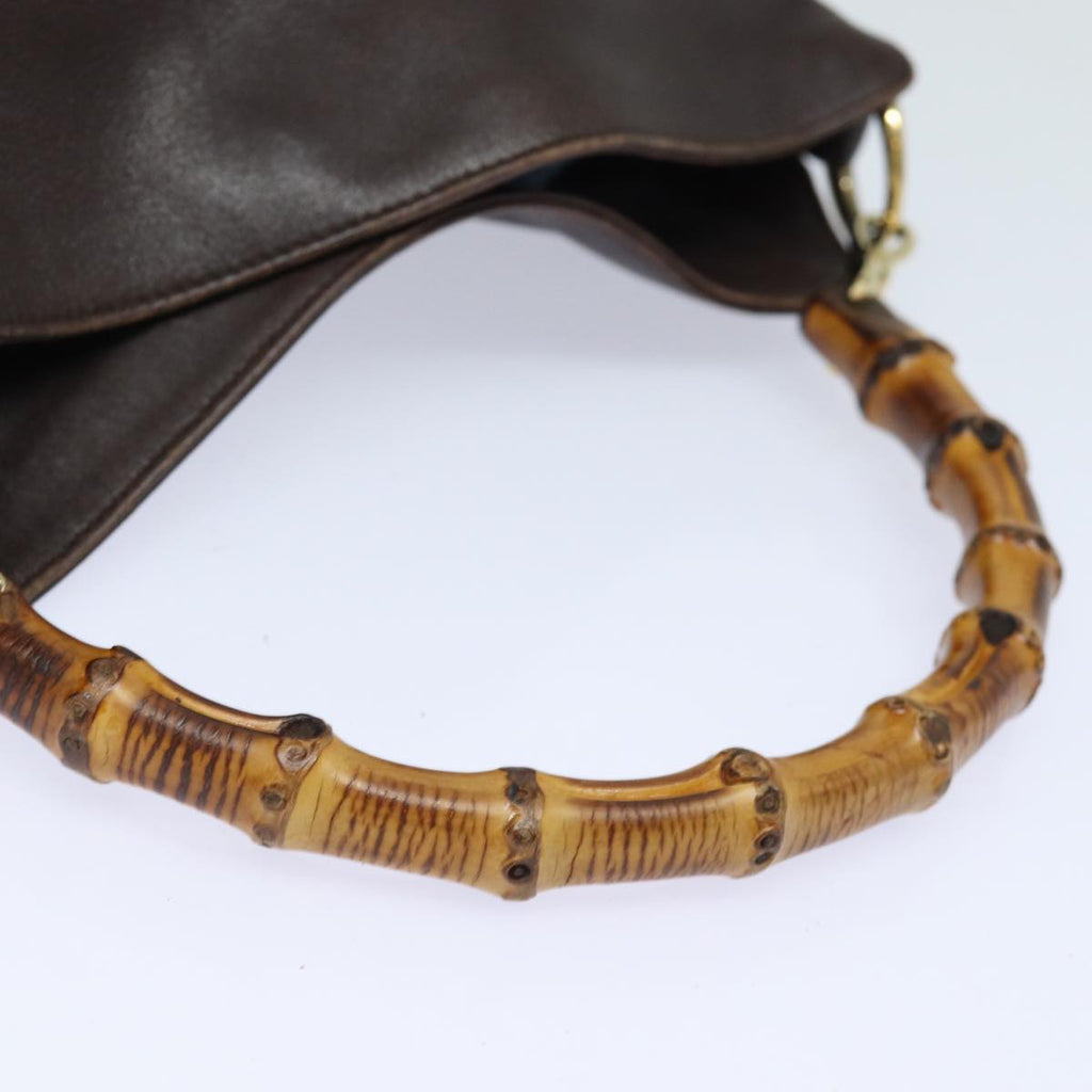 GUCCI Bamboo Shoulder Bag Leather 2way Brown 001 1998 1638 78085