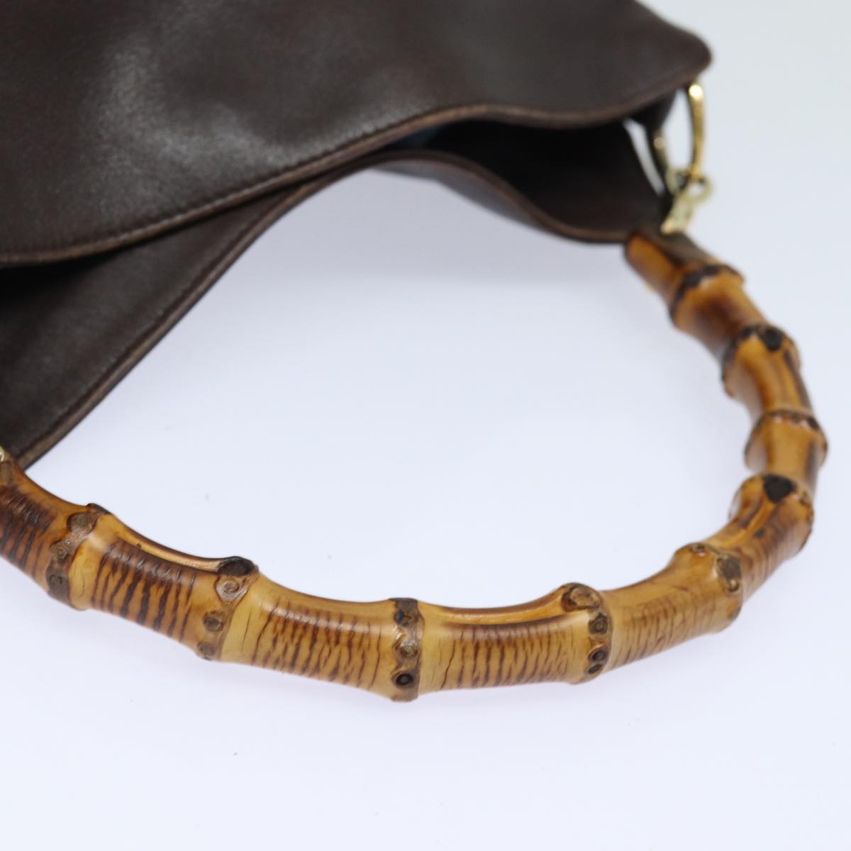 GUCCI Bamboo Shoulder Bag Leather 2way Brown 001 1998 1638 78085