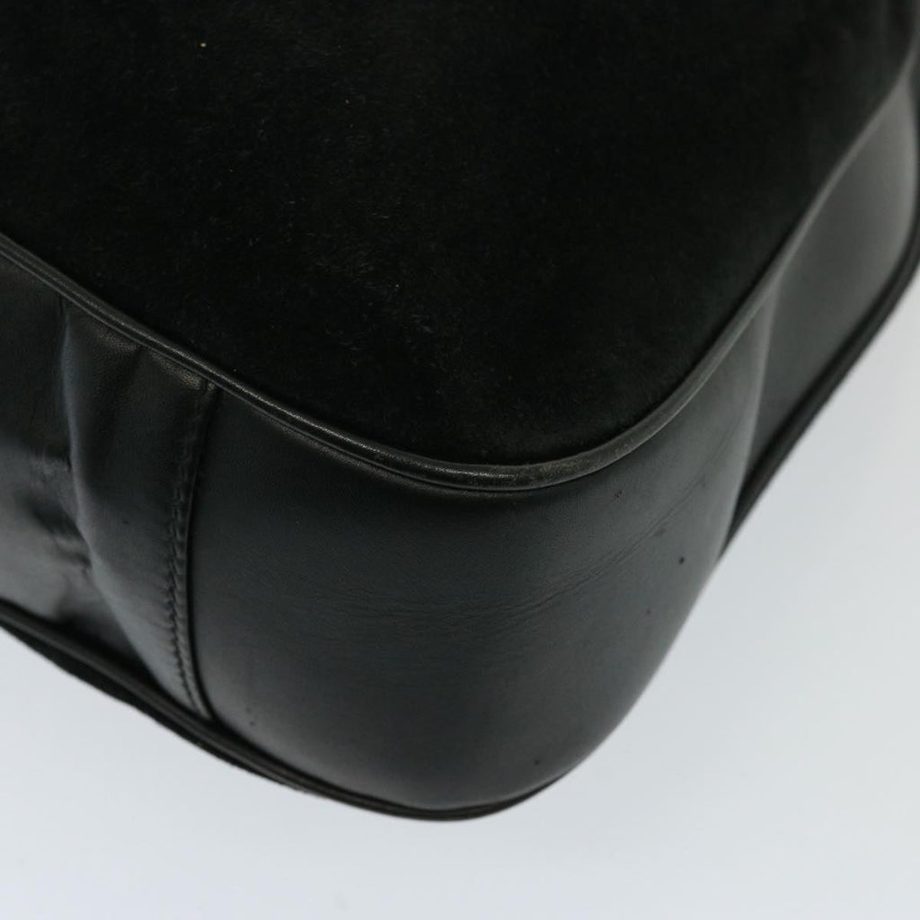 GUCCI Bamboo Shoulder Bag Leather Suede 2way Black 001 1014 1577 78086