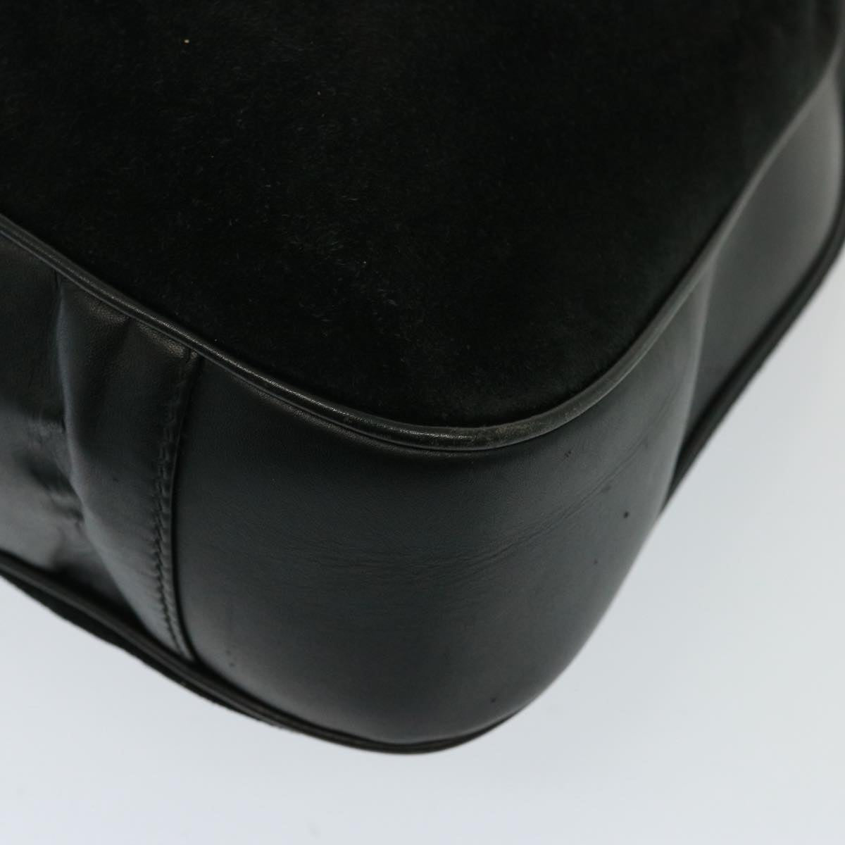 GUCCI Bamboo Shoulder Bag Leather Suede 2way Black 001 1014 1577 78086