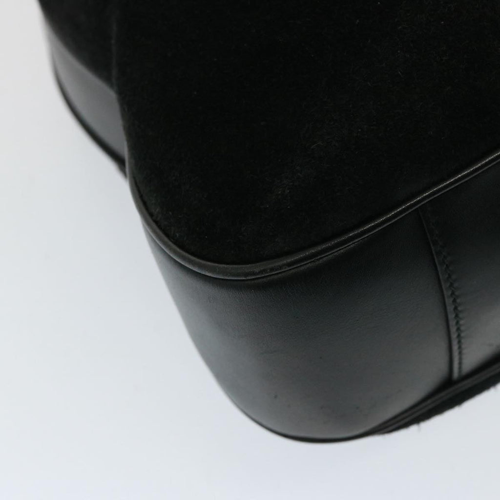 GUCCI Bamboo Shoulder Bag Leather Suede 2way Black 001 1014 1577 78086