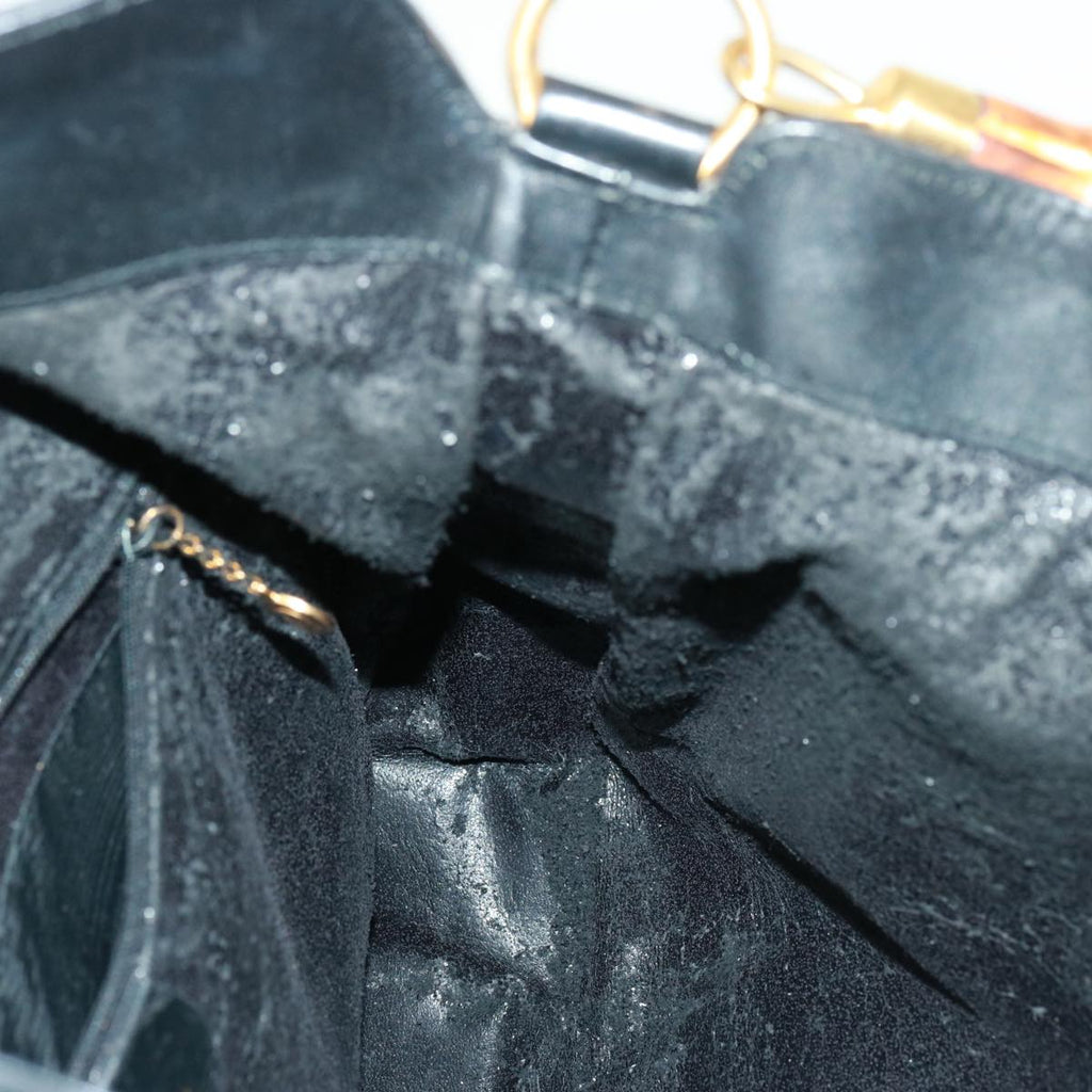 GUCCI Bamboo Shoulder Bag Leather Suede 2way Black 001 1014 1577 78086
