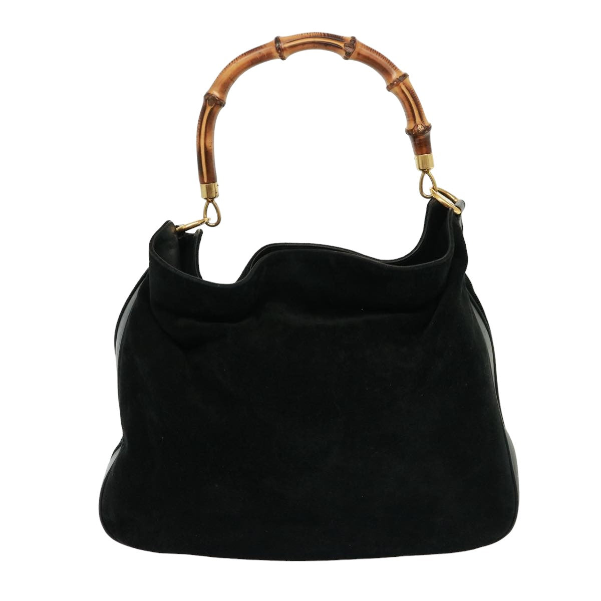 GUCCI Bamboo Shoulder Bag Leather Suede 2way Black 001 1014 1577 78086