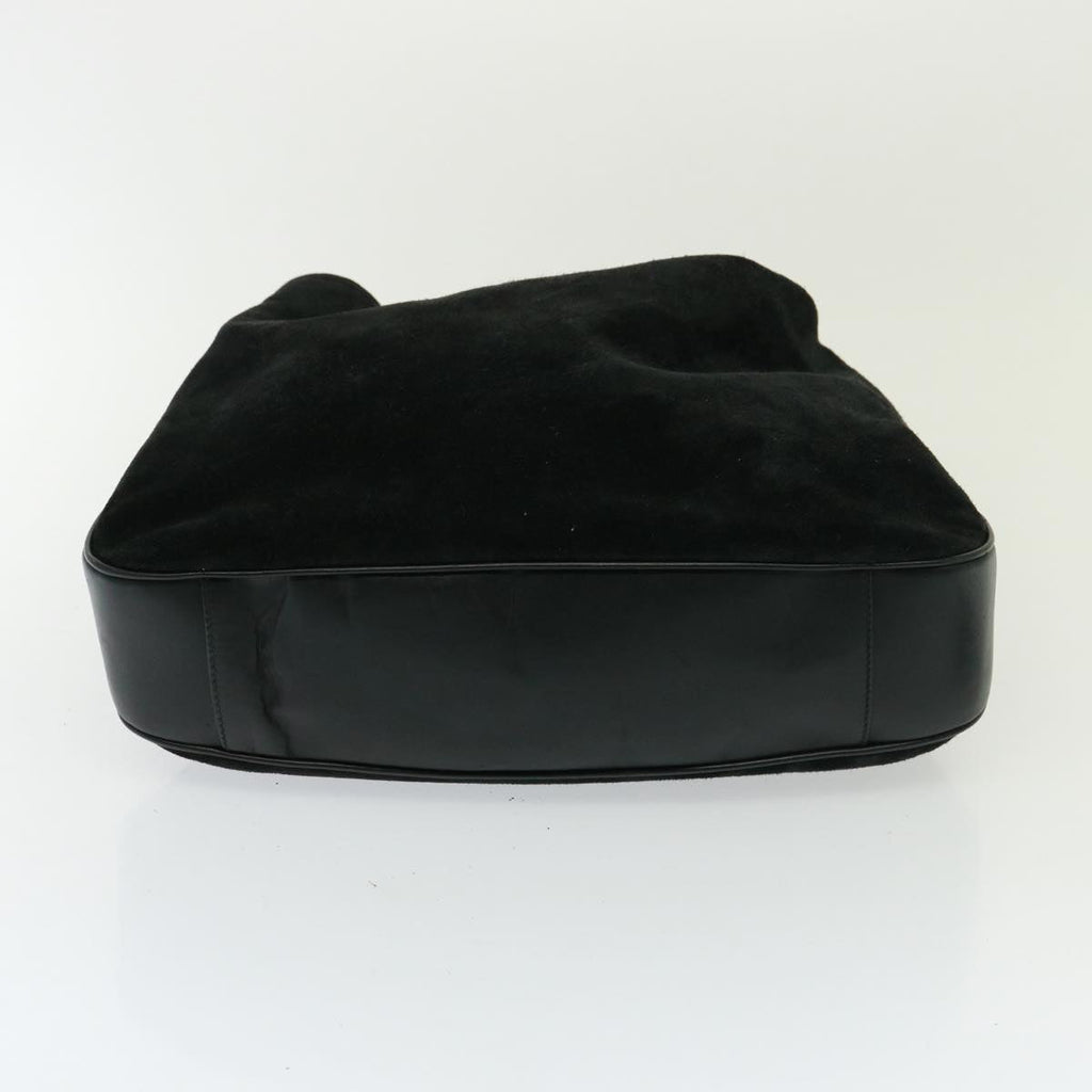 GUCCI Bamboo Shoulder Bag Leather Suede 2way Black 001 1014 1577 78086