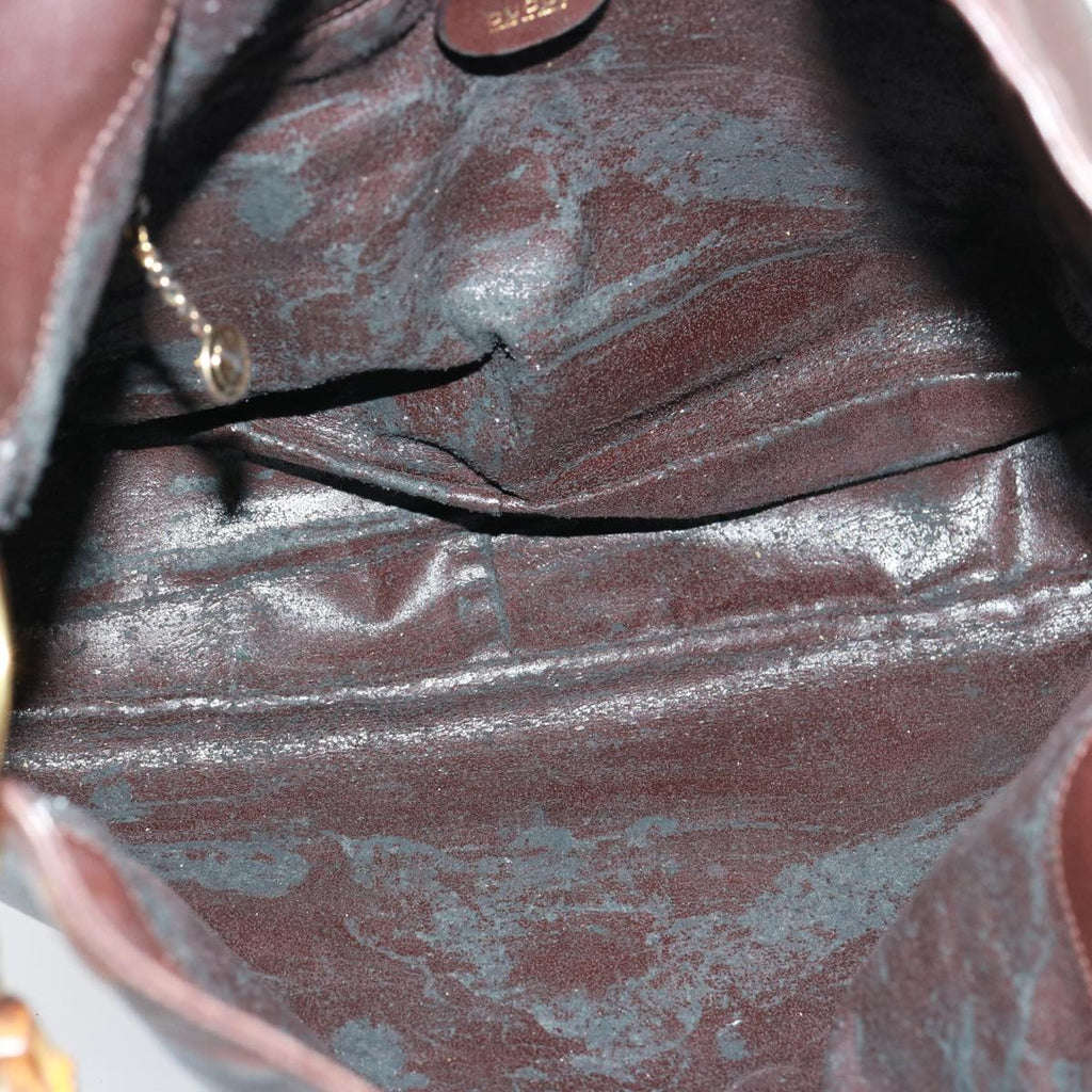 GUCCI Bamboo Shoulder Bag Leather 2way Brown 001 3754 1577 78088