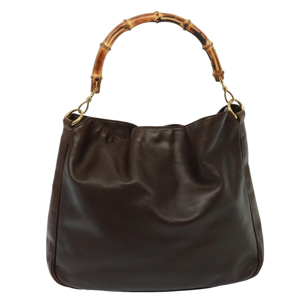 GUCCI Bamboo Shoulder Bag Leather 2way Brown 001 3754 1577 78088