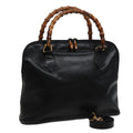 GUCCI Bamboo Shoulder Bag Leather 2way Black 000 1186 0289 78089