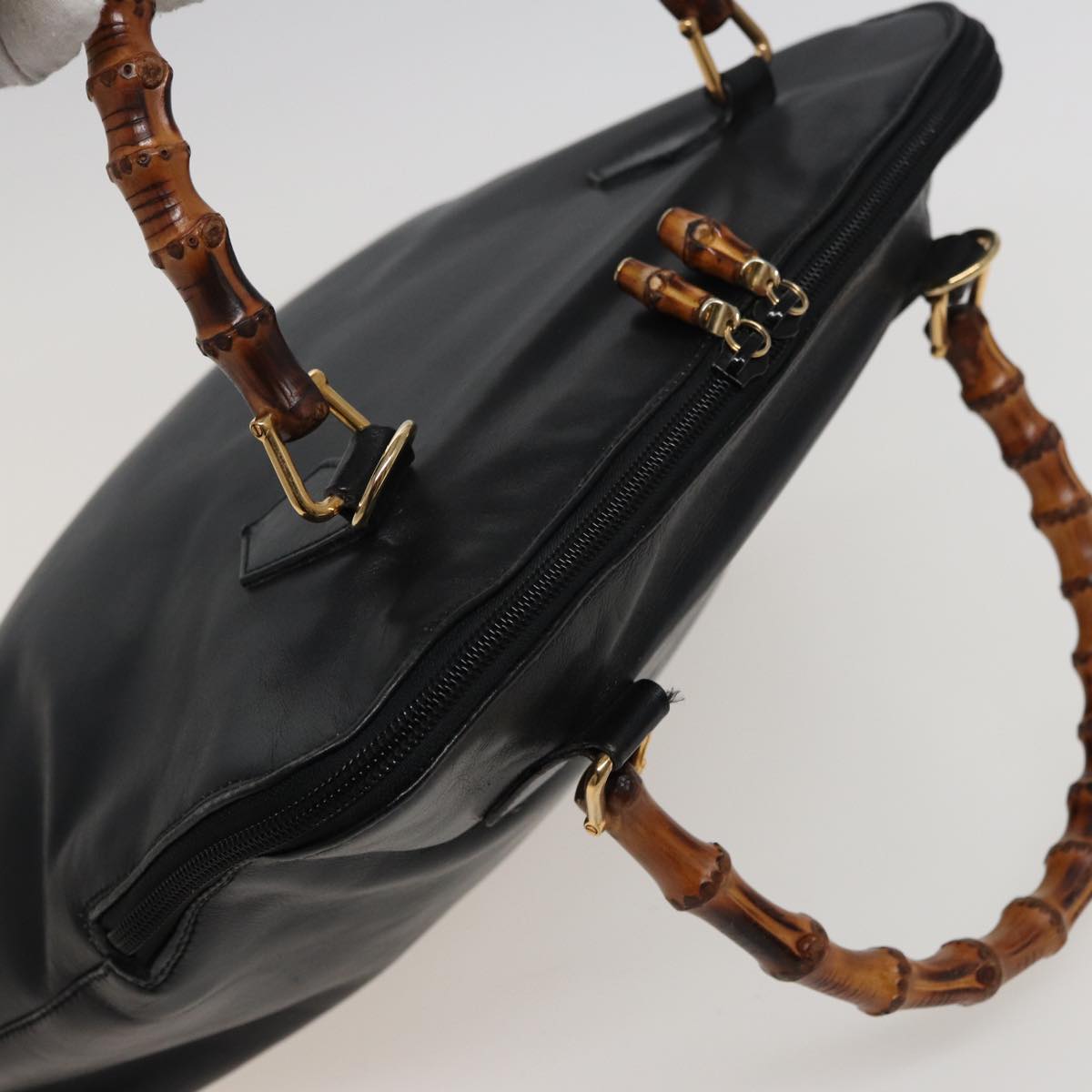 GUCCI Bamboo Shoulder Bag Leather 2way Black 000 1186 0289 78089